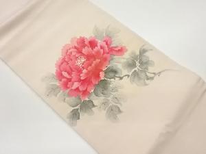 塩瀬手描き椿模様名古屋帯